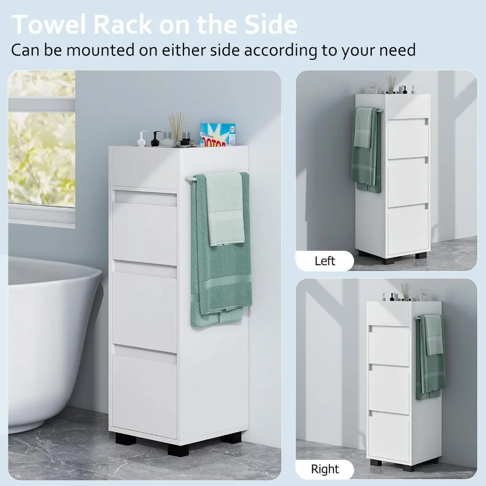 Modern Square Bathroom Floor Cabinet with Drawers & Towel Rack 5