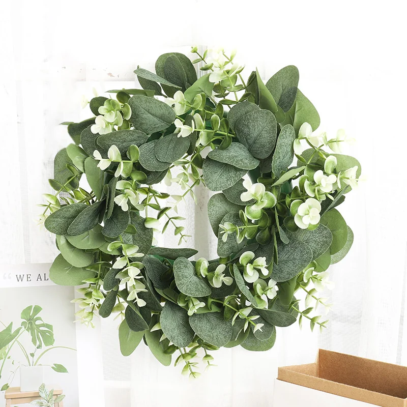 

Artificial Eucalyptus Wreath Venue Layout Green Fake Plants Props DIY Party Wedding Indoor Patio Garden Decoration Pendant Gifts