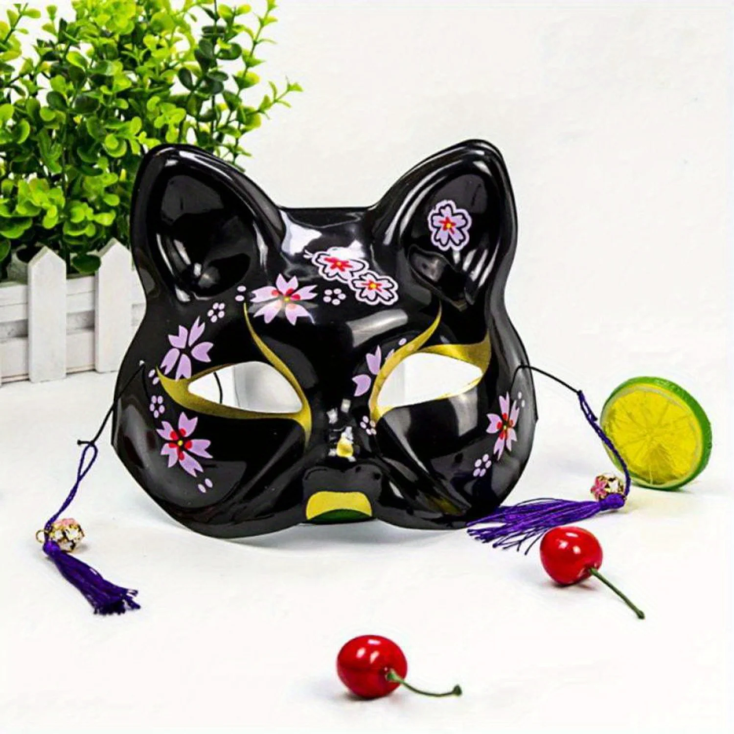 Kitsune Masks Half Face Cosplay Masks Cat Animal Costume Masquerade Party Assecories for Cosplay Costume Masquerade Drama Hallo