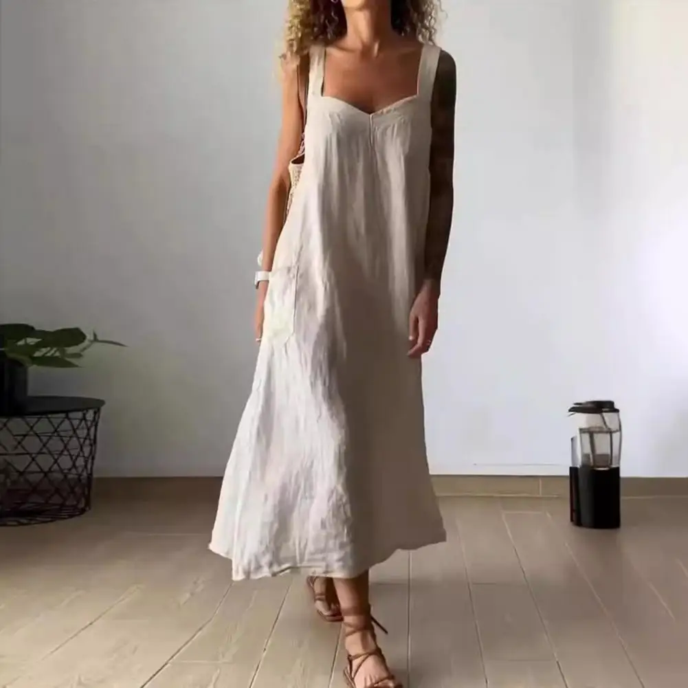 

Bohemian Style Dress Bohemian Backless Summer Dress with A-line Silhouette Mid-calf Length for Beach Vacation Style Loose Swing