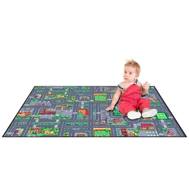 Children's Crawling Mat Traffic Map Floor Play Mat Clear Patterns Children's Floor Mat for Living Room Bedroom Nursery Room 1