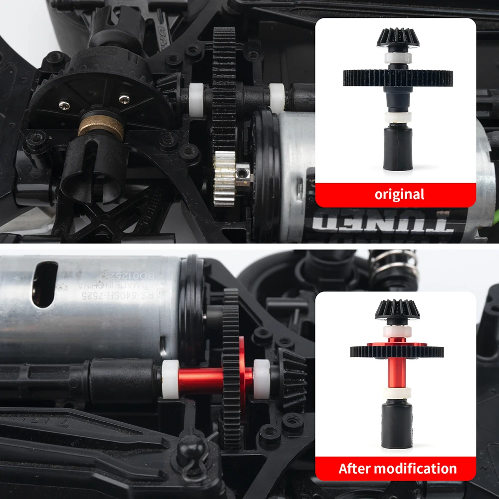 YEAHRUN Stahl 63/64/66/71T Stirnrad und Getriebehalterung Hochgeschwindigkeitsgetriebesatz für Tamiya TT-02 TT02 1/10 RC Car Upgrade-Teile – Detail 7