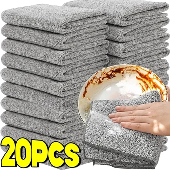 1/20PCS Grigio Carbone di Bambù Addensato Super Assorbente Strofinaccio Anti-grasso Cucina di Casa Strofinacci per pulire Panni in microfibra 1