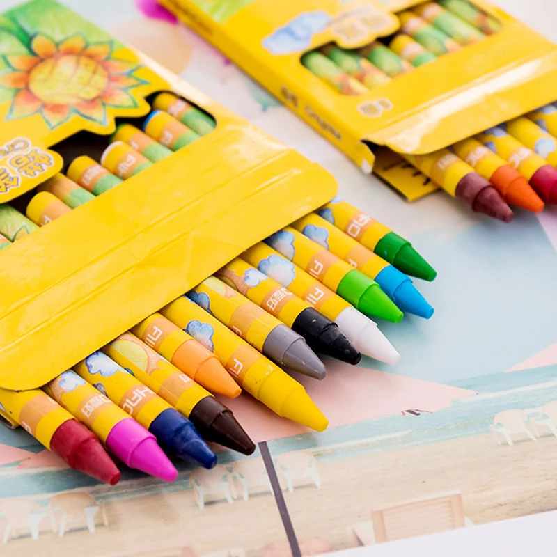 Crayons 8/12 Colors Drawing Non-Toxic Oil Pastels Kids Student Art Supplies triangular crayons set oil pastels