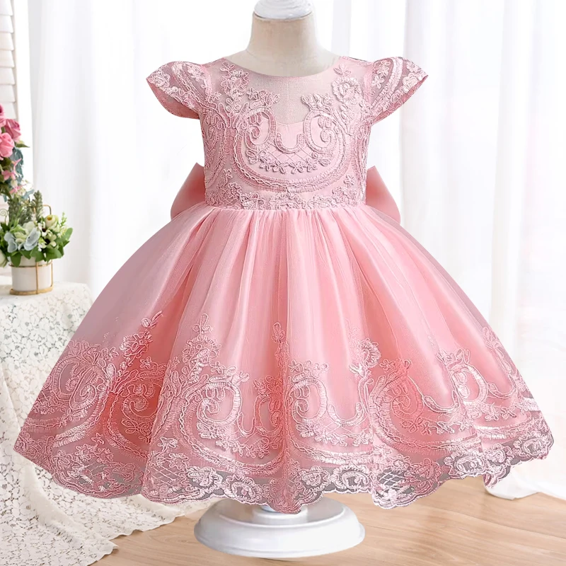 

Formal Flower Girl Wedding Dress Summer Childrens Graduation Ball Evening Dress Fashionable Big Bow 3-10 Year Old Girls Clothing