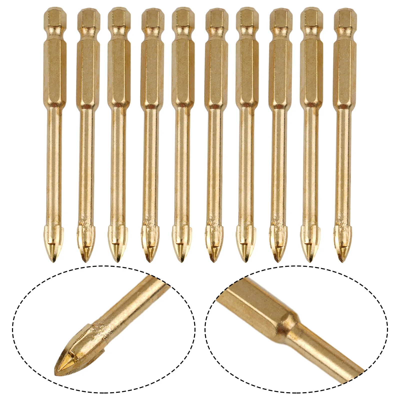 

Long lasting Performance with Hex Shank Spear Head Drill Bits ideal for Ceramic Tile Glass Marble 6mm Diameter Pack of 10