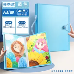 Deluxe Transparent Art Portfolio & Organizer for Artwork and Documents (40 sheets of blue A3)