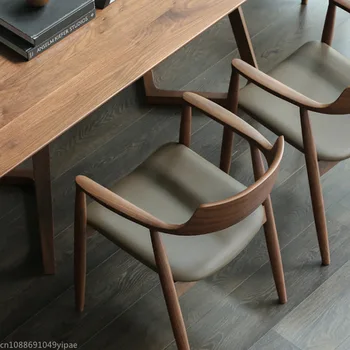 Solid Wood Chair Hiroshima Chair Ash Log Armrest Backrest Chair B&B Cafe Reception Hotel Dining Home Furniture