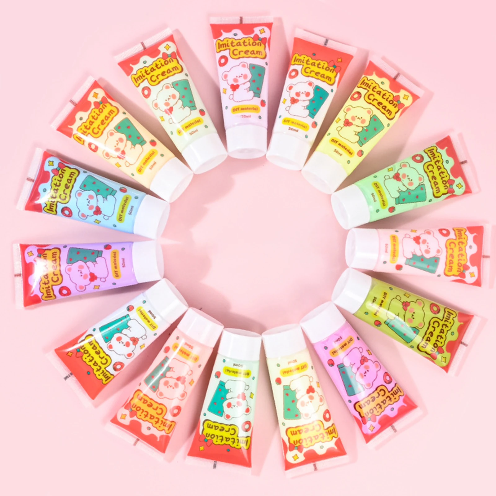 Liquid glue Craft supplies 6Pcs Simulation Whipped Cream Glue Set 50G Imitation Cream Glue For DIY Phone Case Hair Clip Art Craft Projects Making