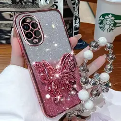 Shockproof Bumper Phone Case with Holder and Hand Strap Back Cover for Nova 13Pro (Pink)