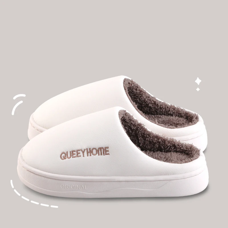 Waterproof cotton slippers for men anti slip for winter suitable for home use thick soled cotton slippers for women 5