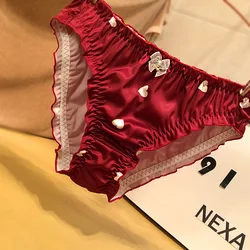New girl's underwear waist satin love ladies briefs soft comfortable breathable high quality women's underwear female panties