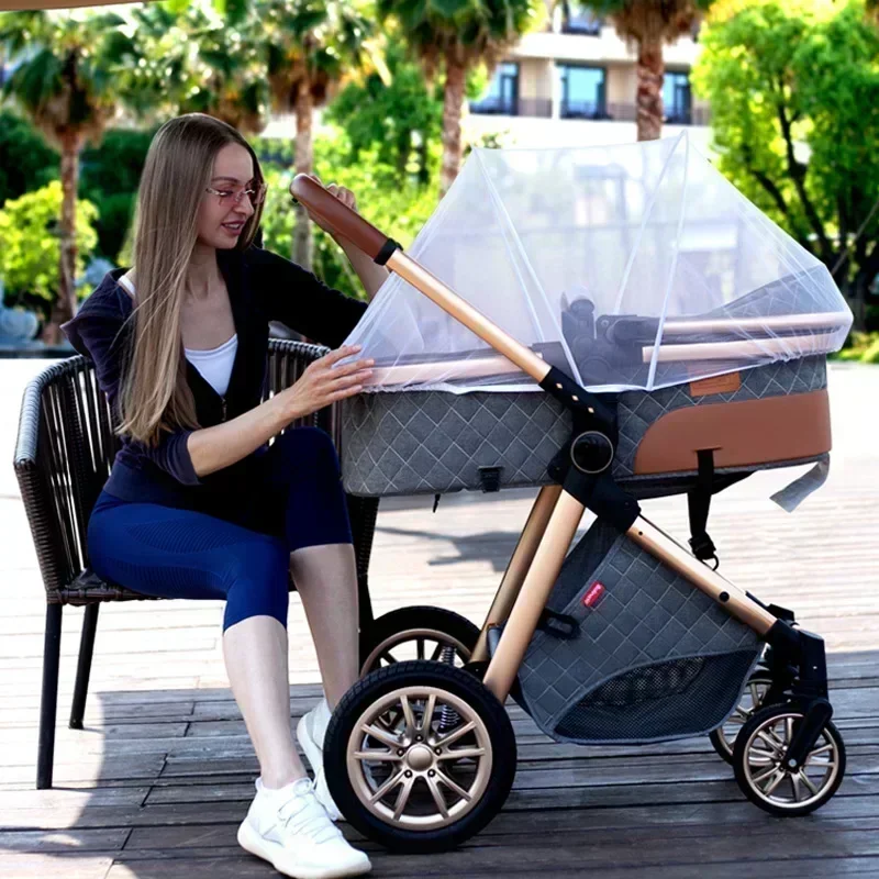 Luxury Baby Stroller 3 in 1 with Car Seat Portable Reversible High Landscape Baby Strollers Travel Pram poussette b&eacute;b&eacute; 3en1