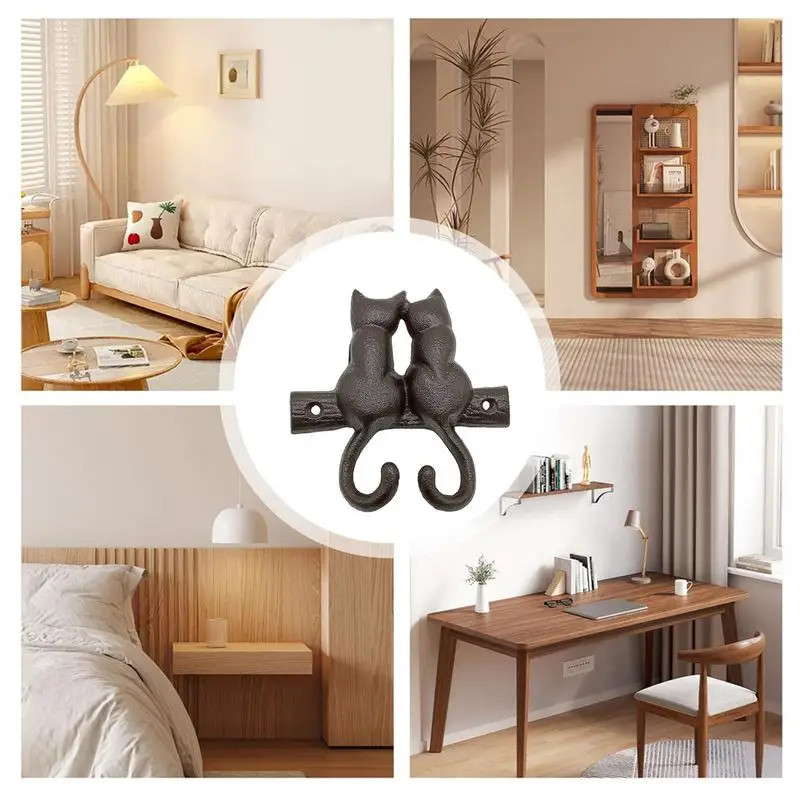 Cast Iron Hooks Vintage Rustic Cute Cat Rack With Hook Rustic Hanger Indoor Outdoor Home Garden Country Farmhouse Garage 5