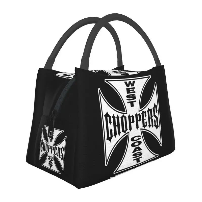 

West Coast Iron Cross Choppers Thermal Insulated Lunch Bag Women Resuable Lunch Tote for Work Travel Multifunction Meal Food Box