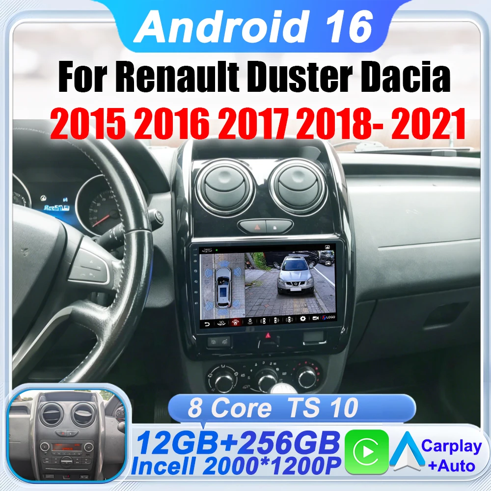 Radio para coche Android 16 para Renault Duster Dacia Duster 2015 - 2021 para LADA Largus 2021 CarPlay inalámbrico GPS Wifi Android Auto FM 1