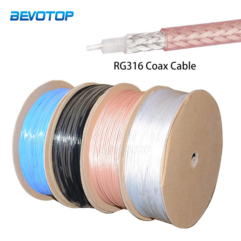 

Brown/White/Blue/Black RG316 Coax Coaxial Cable 50 Ohm Low Loss for Crimp Connector RG-316 1m-250m