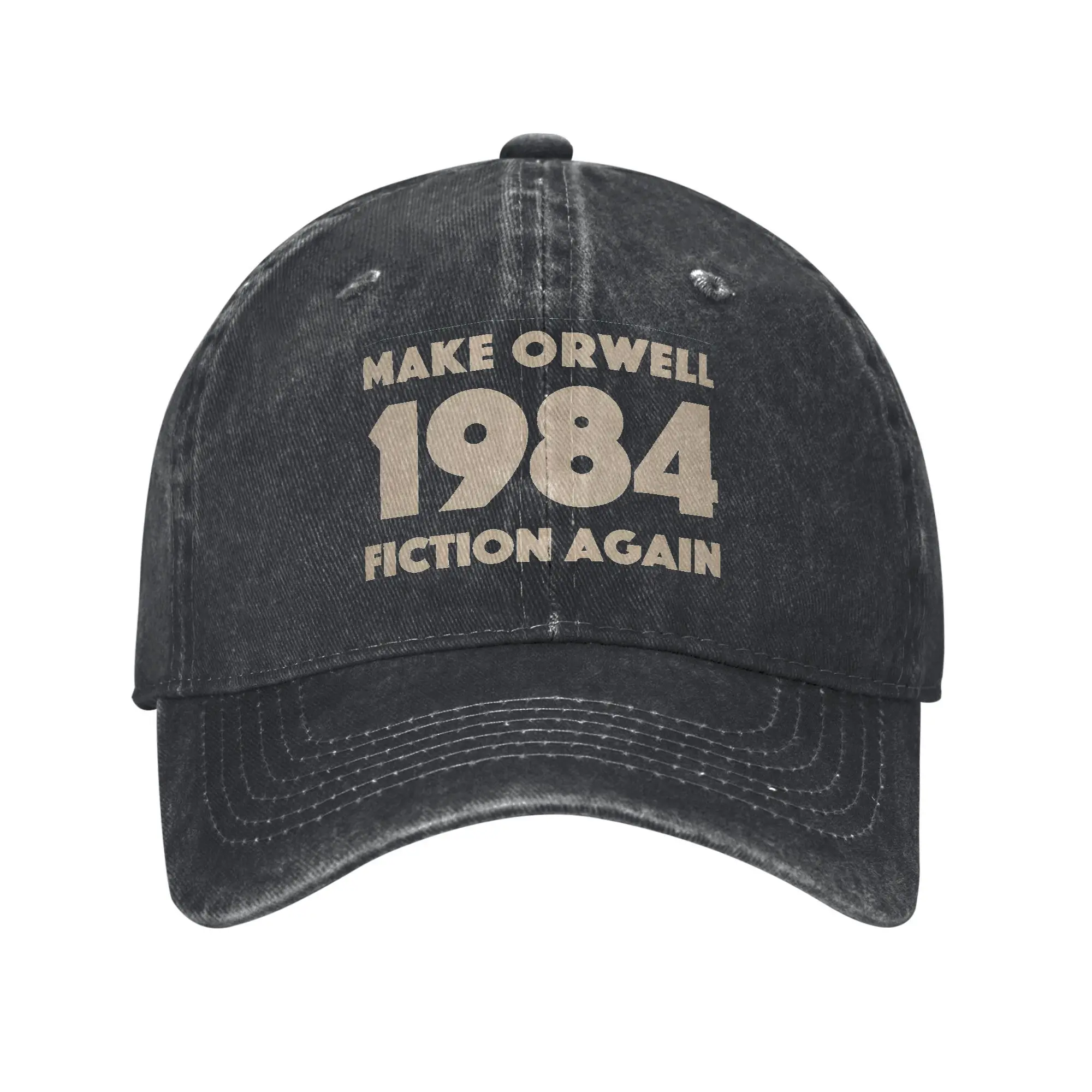 1984 Make Orwell Fiction Again Baseballkappe Distressed Denim Washed Distopische Welt Kopfbedeckung Outdoor Travel Verstellbare Hüte