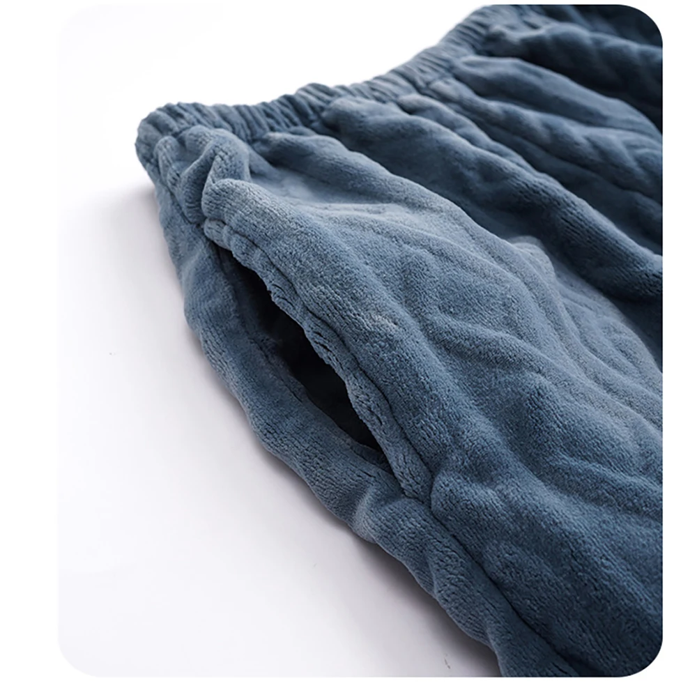 Double-side Coral Fleece Pajama Pants Men Winter Thicken Flannel PJ Pants Big Size 4XL Pijama Soft Solid Warm Plush Sleepwear