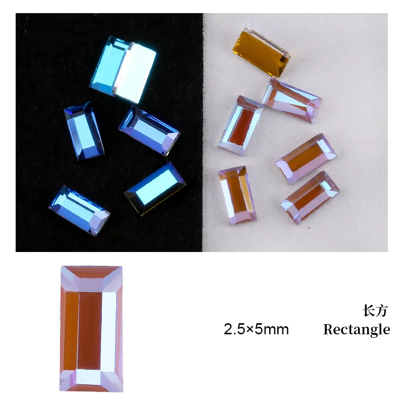 Transparente Phantom lila Boutique flachen Boden Nail Art Strass Glas Kristall 3D Nagel Dekoration mehrere Formen Großhandel – Detail 9