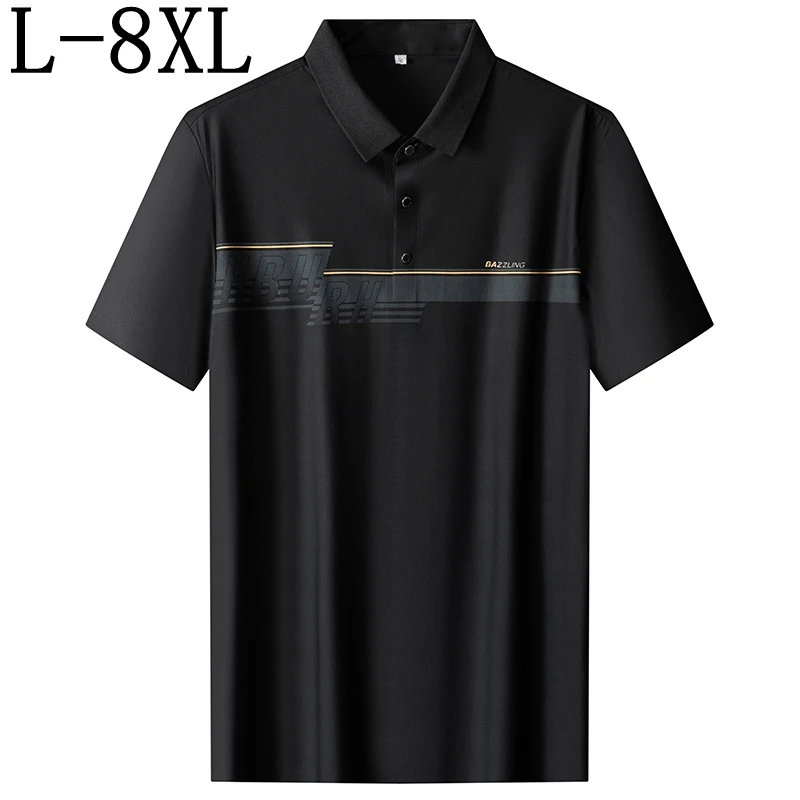 

8XL 7XL 6XL 2024 New Summer High End Comfortable Breathable Polo Shirt Men Business Casual Mens Shirts Loose camisa masculina