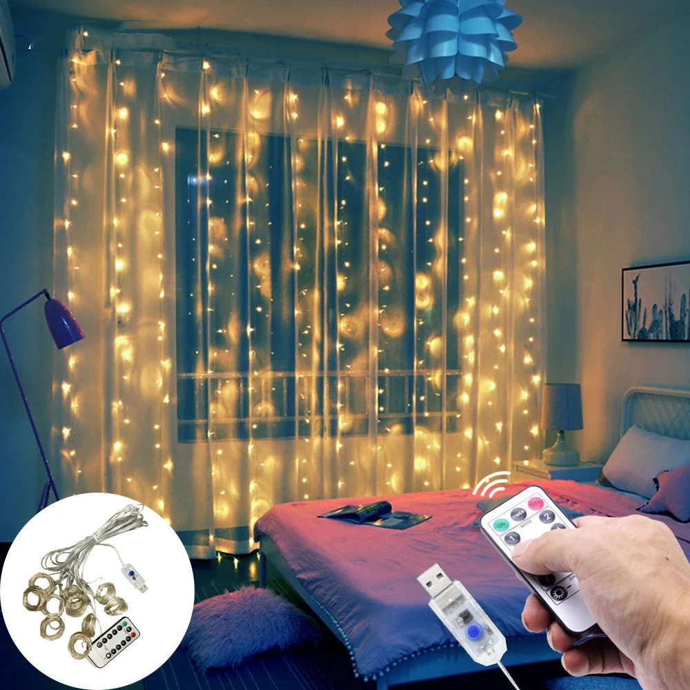 

3M Christmas Ornament LED Fairy String Curtain Lights Garland Festoon Christmas Decor for Home New Year 2023 Xmas 2022 Navidad