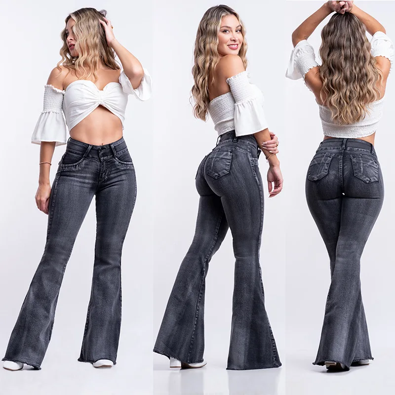 Free Shipping 2023 New Fashion Women Autumn Long Flare Pants Jeans Boot Cut Plus  Size 24-32 Trousers For Tall Women Deep Blue - AliExpress