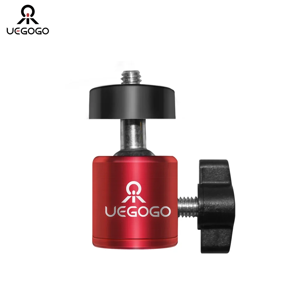 Tripod Ball Head Hot Shoe 1 4 Screw Hole Camera Head Adapter Red Ball Head With Lock LED Light Flash Bracket For DSLR Cameras
