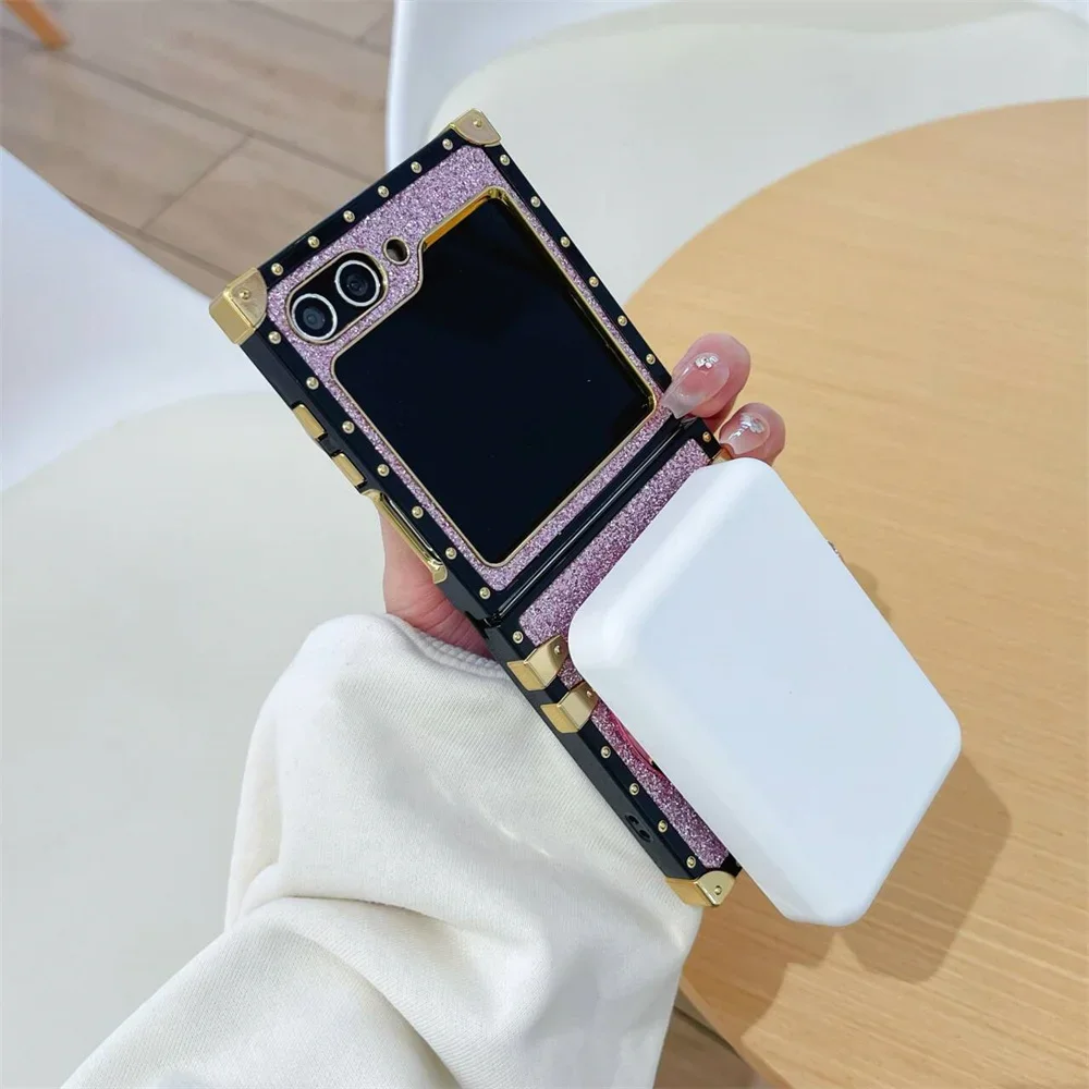 Cute Girly Glitter Phone Case with Mirror Magnetic Holder