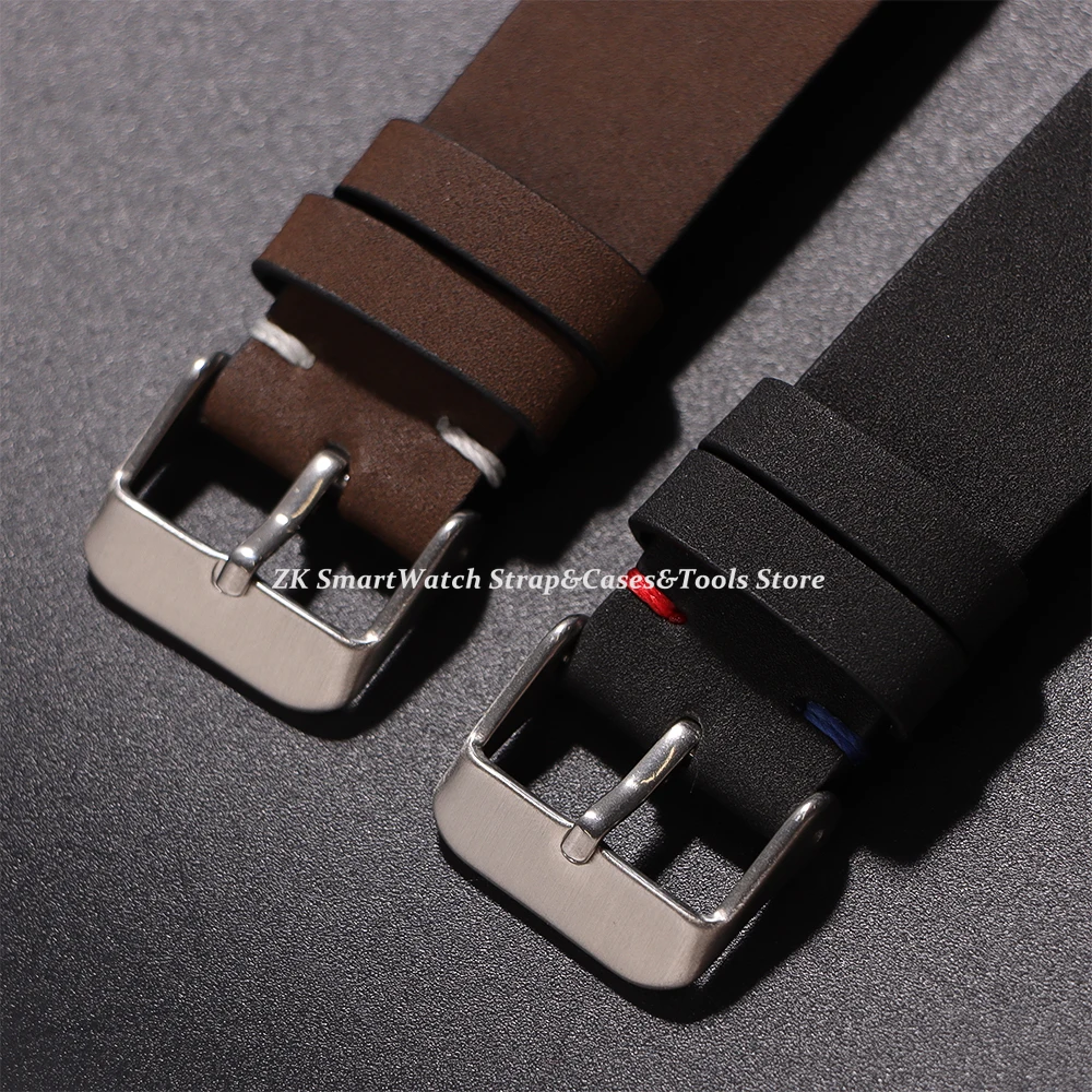 Elegant Calfskin Leather Watchband with Quick Release Stitching - Genuine Leather Strap Accessory
