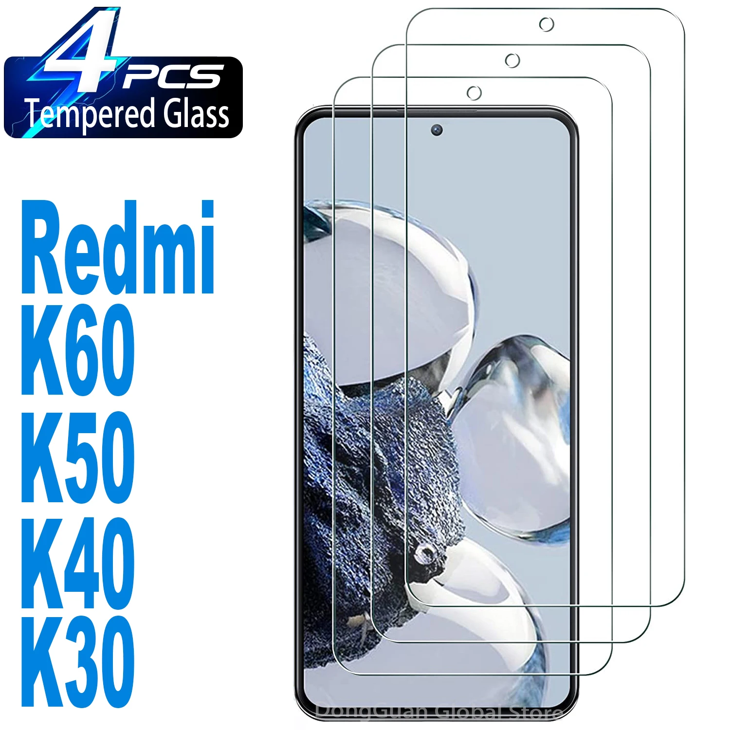 2/4Pcs Tempered Glass For Xiaomi Redmi K60 Pro E K50 K40 K30 Screen Protector Glass Film 3pcs full cover tempered glass explosion proof for xiaomi redmi k30 k40 k30s k30i pro plus 5g screen protector film anti fall