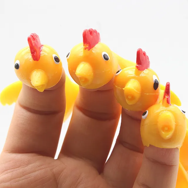 1/10pc Novelty Catapulted Ejection Chicken Toy Light Rubber Finger Prank Flying Toy Slingshot Chicken Finger Toys Turkey Sticky 4