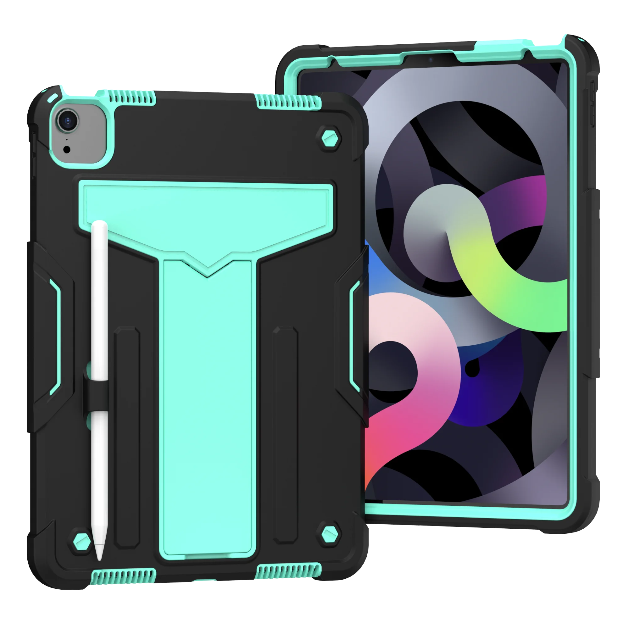Durable Tablet Case with Built-In T-Shaped Stand and Shock Resistance