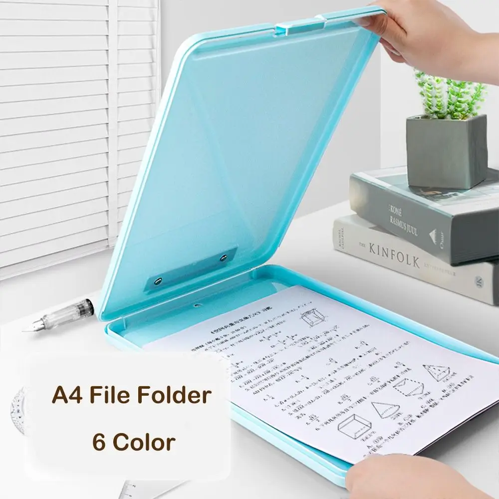 A4 File Folder A4 File Clipboard Box Case Large Capacity Waterproof Memo Clip Board Plastic Storage Organizer Student business folder