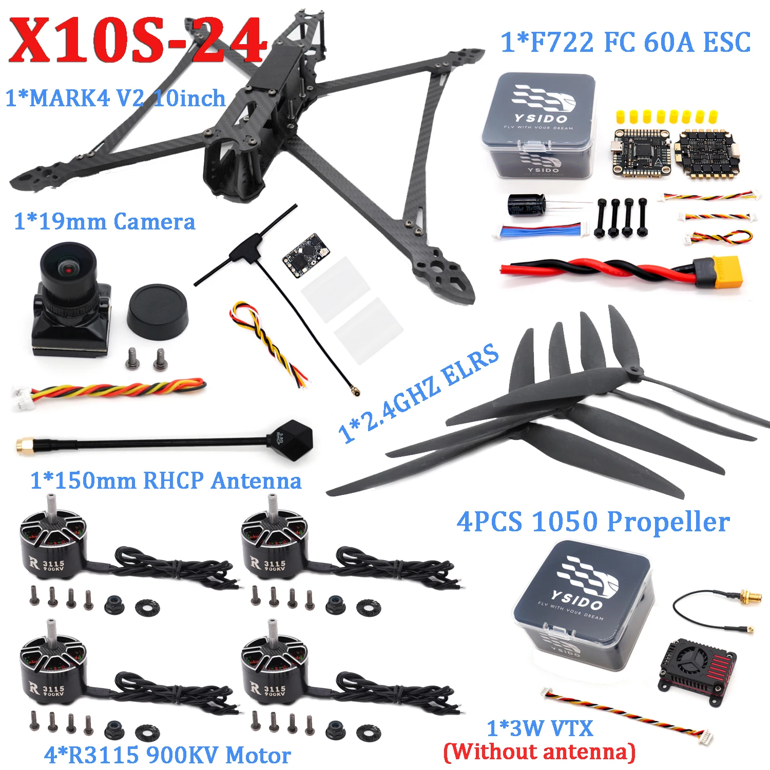 ตัวเลือกสินค้า โดรน FPV 427 มม. รุ่น Mark4 V2 พร้อมอุปกรณ์ครบชุด