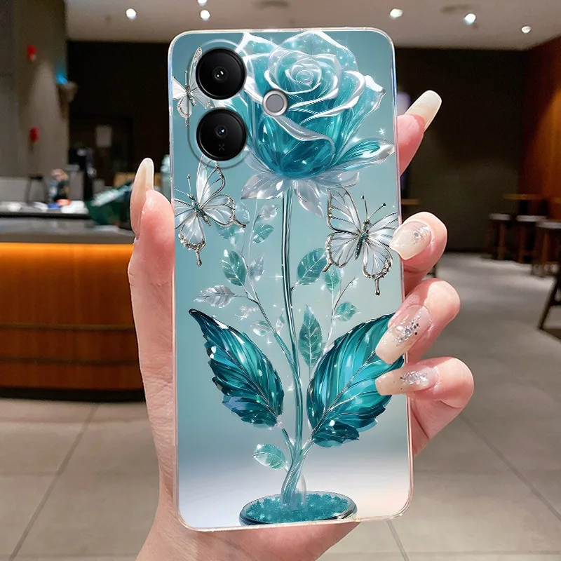 Floral Butterfly Bow Soft Transparent Phone Case - Silicone TPU Jelly Cover