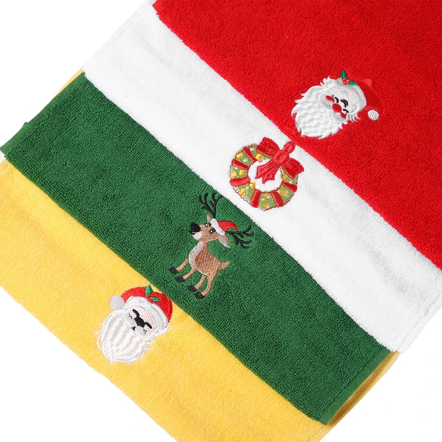 Christmas Hand Towels Set 4 Pack Embroidered Kitchen Dish Towels