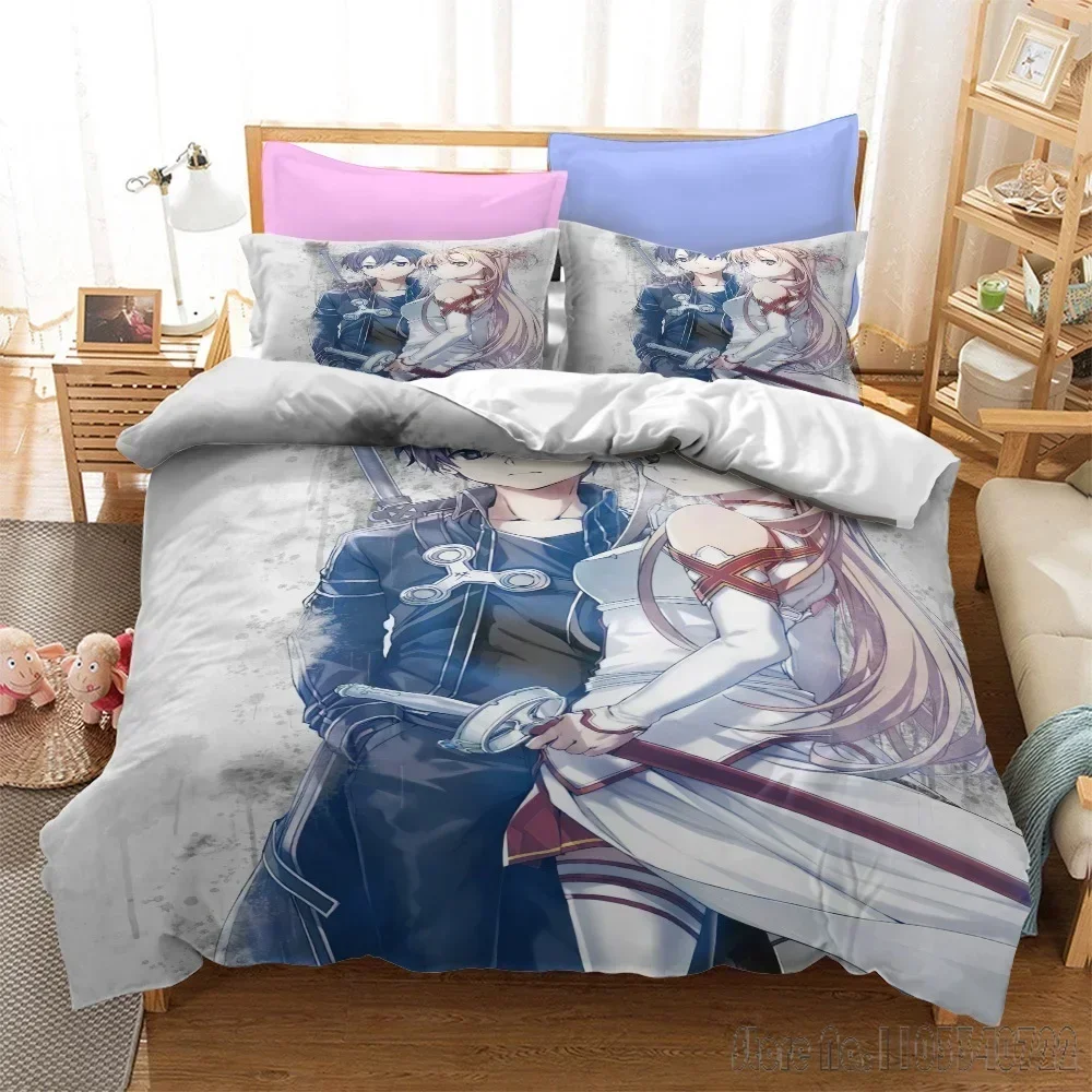 Sword Art Online Cartoon Duvet Cover Set HD Comforter Cover for Kids Bedding Sets Bedclothes Bedroom Decor