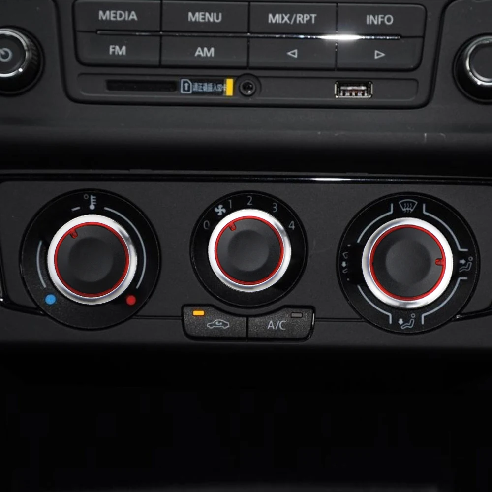 Air Conditioning Knob 3Pcs/set Aluminum Alloy AC Knob Heat Control Switch Button Knob for VW POLO 2002-2014 MK4 MK5 9N 9N3 6R