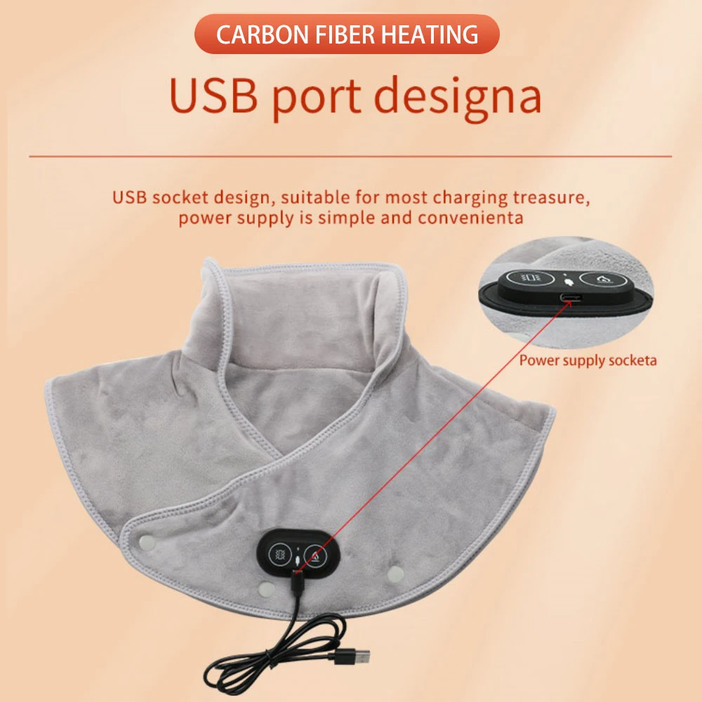 Electric Heating Shoulder Neck Pad Three Gear Thermal Compress Neck Shoulder Wrap Winter Warm Back Tool USB Port Massage Shawl