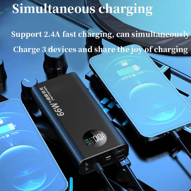 Super Fast Charge Power Bank 50000mah tragbares Ladegerät Zusatz batterie ladegerät Digital anzeige mit Taschenlampe für iPhone mi – Bild 3