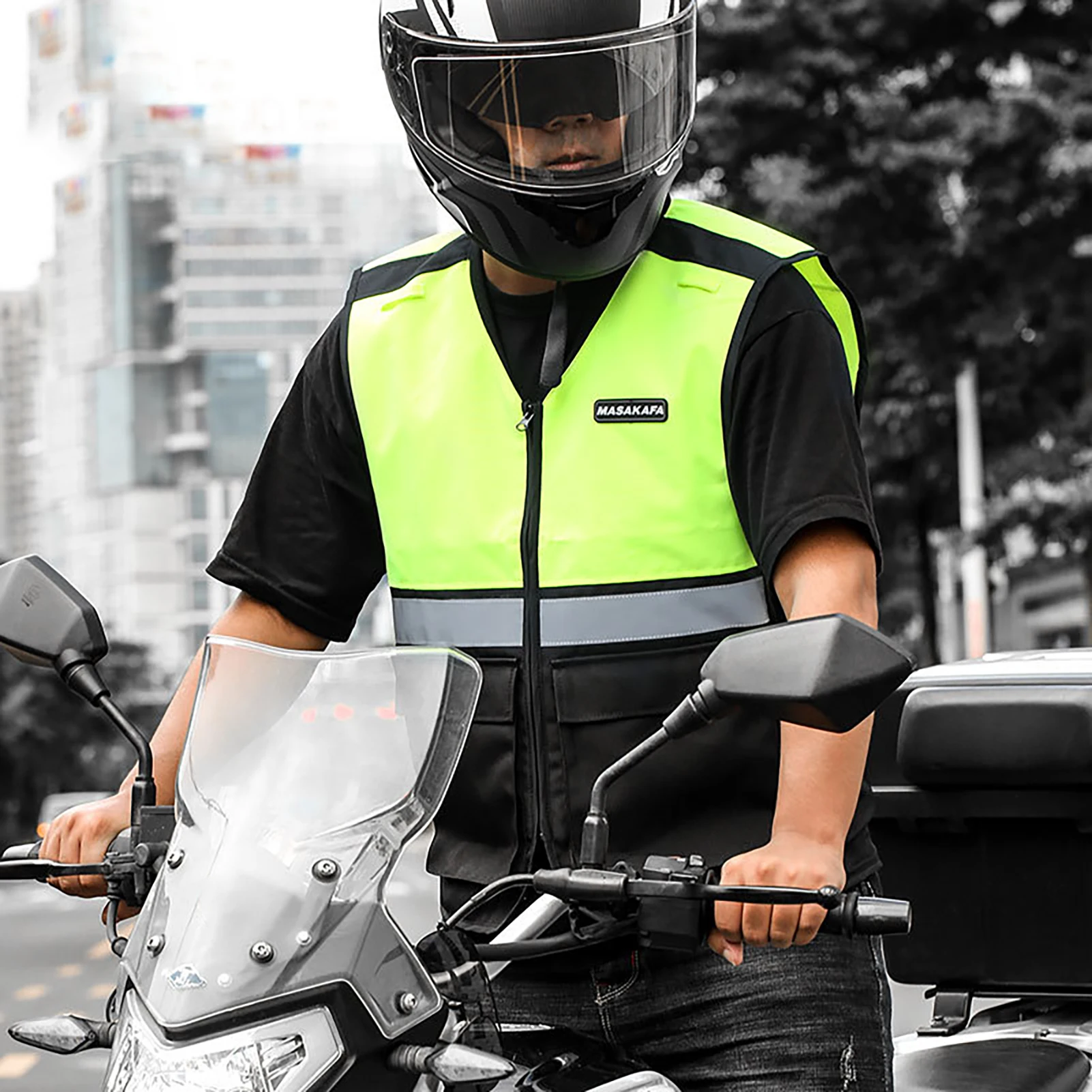 

Motocycle Vest Reflective Safety Work Uniform Fluorescent Vests Motorbike Jacket High Visibility Night Shiny Warning Safety Coat