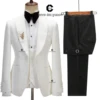 Cenne Des Graoom 2023 Men's Suit for Wedding Ivory Paisley Jacket Tuxedo Black Pants with Satin Side Stripe Slim Fit Shawl Lapel 1