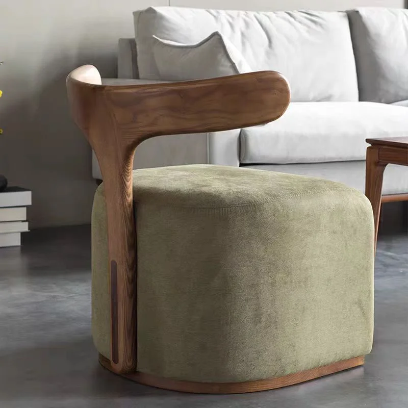 Nordic Solid Wood Vanity Stool Designer Creative Backrest Shoe Changing Stool Luxury Premium Modern Living Room Balcony