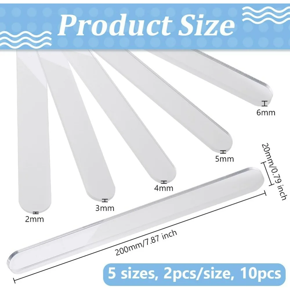 Polymer Clay Depth Guide Set 7.9x0.8 inch Acrylic Guides Stick Set 2/3/4/5/6mm Thick Depth For Polymer Clay polymer clay tools clay sculpting tools clay craft tool