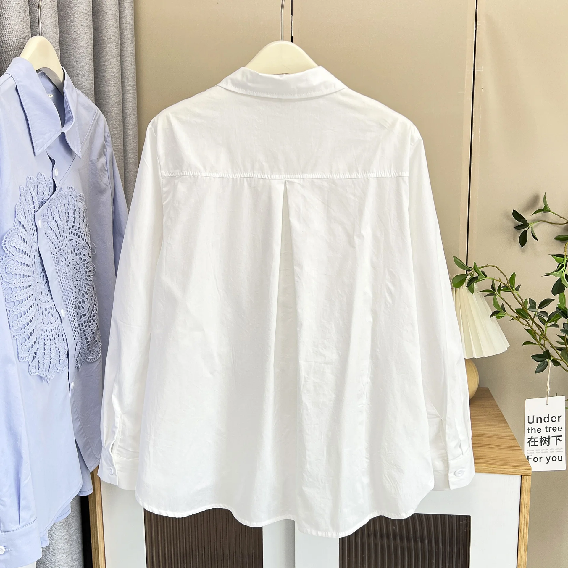 Spring Plus Size Women's Blouses New Design Lace Flower Long Sleeved Cotton Shirt 100kg Casual Tops 6177