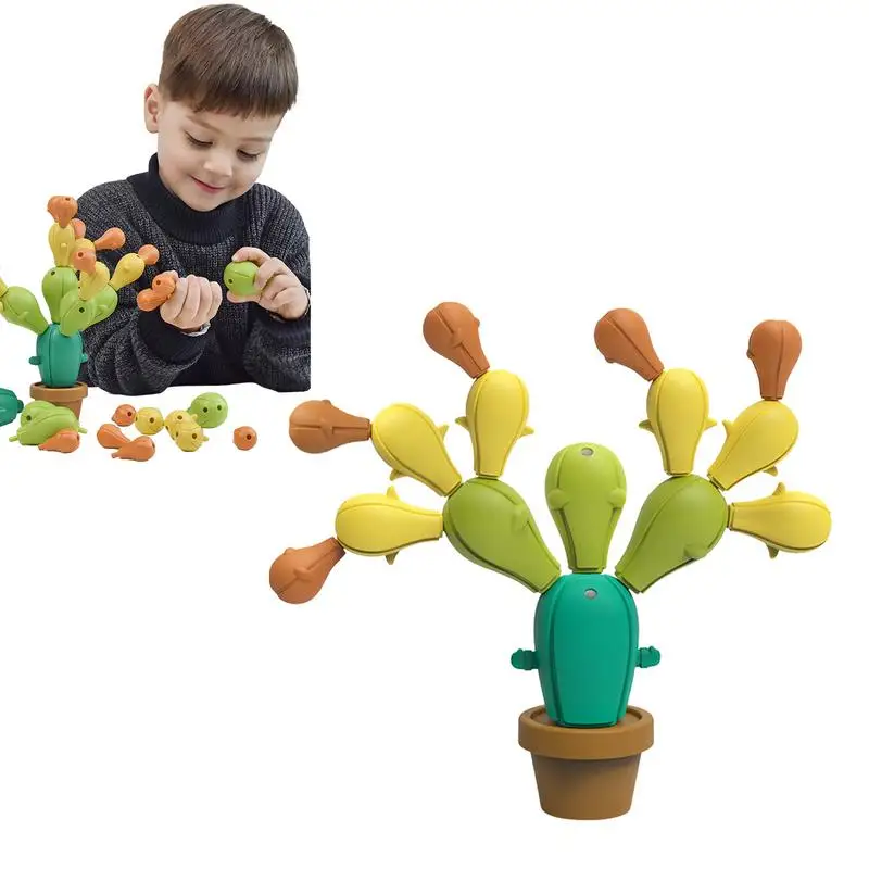 

Stacking Rainbow Cactus Toy Balancing Cactus Building Toys Fun Sorting Stacking Cactus Building Blocks 3D Puzzle STEM Learning