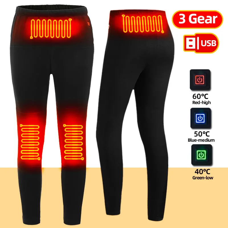 Heated Pants For Men & Women - 8 Zone USB Electric Warming Trousers For Winter, Outdoor, Skiing (5V, Battery Not Included)