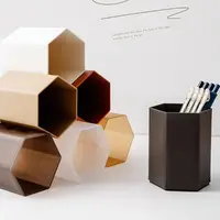Creative Hexagonal Design Pen Holder Large Capacity Pen Container Simple Desk Organizer Pencil Storage Box Stationery Pen Barrel 3
