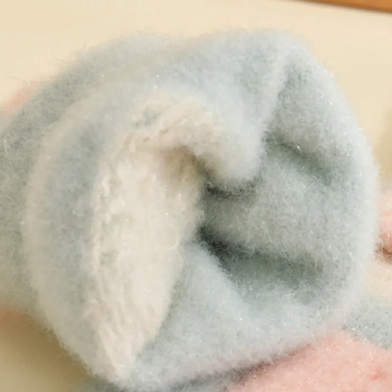 Winter Gloves Kids Knitted Gloves Woolen Bear Children Split Finger Gloves 3-8year Boy Girl Baby Plush Mittens